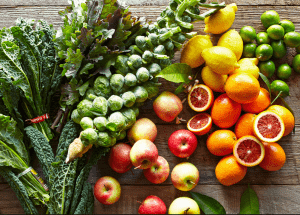a group of fruits and vegetables on a wood surface Healthy Weight Loss Diets Pudsey